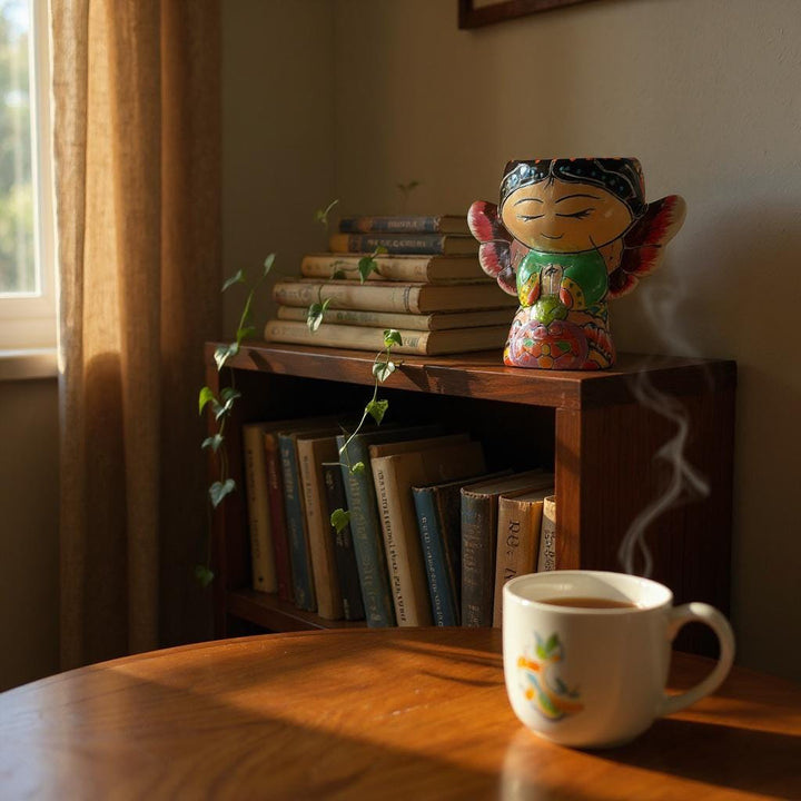 Cute Hand Painted Talavera Kneeling Praying Angel Mini Planter Pot (Varying Design)