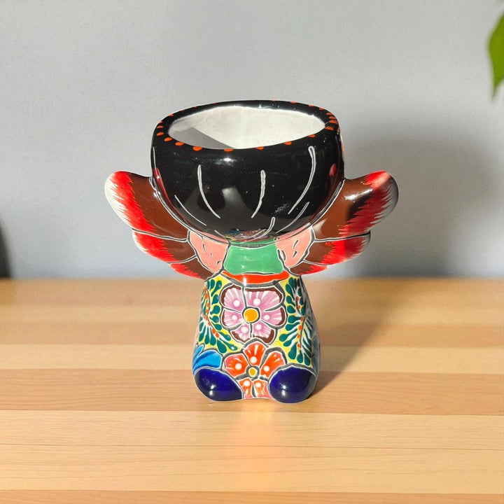 Cute Hand Painted Talavera Kneeling Praying Angel Mini Planter Pot (Varying Design)