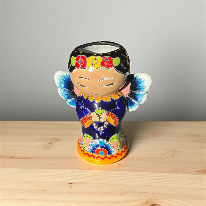 Cute Hand Painted Mexican Talavera Rosemary Praying Angel Mini Planter Pot – More Assorted Designs