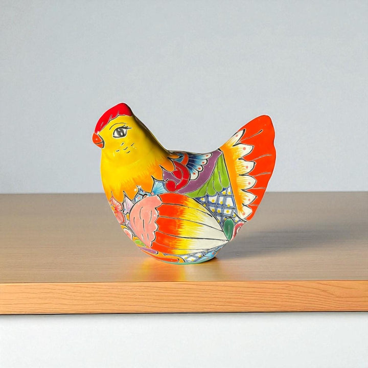 Cute Hand Painted Talavera Chicken Hen Sculpture – Assorted Designs