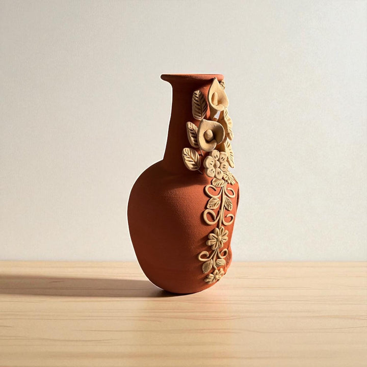 Hand Sculpted Countertop Natural Clay Floral Mexican Folkart Chimney “Chimenea de Barro” From Oaxaca