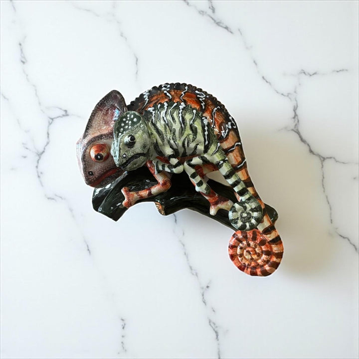 Beautiful Hand Painted Mexican Talavera Chameleon Momma & Baby Wall Decor – Assorted Designs