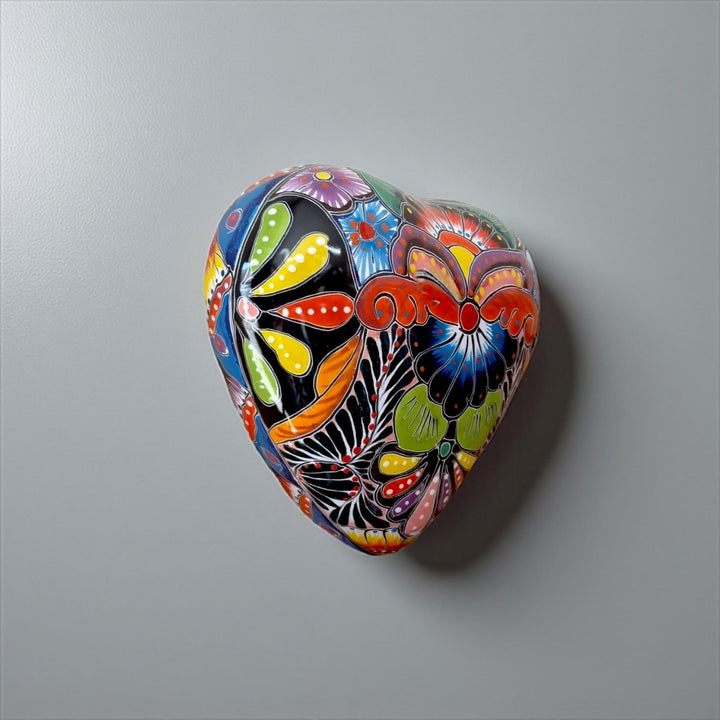 Beautiful Hand Painted Talavera Heart Garden Stone Wall Decor – Assorted Designs