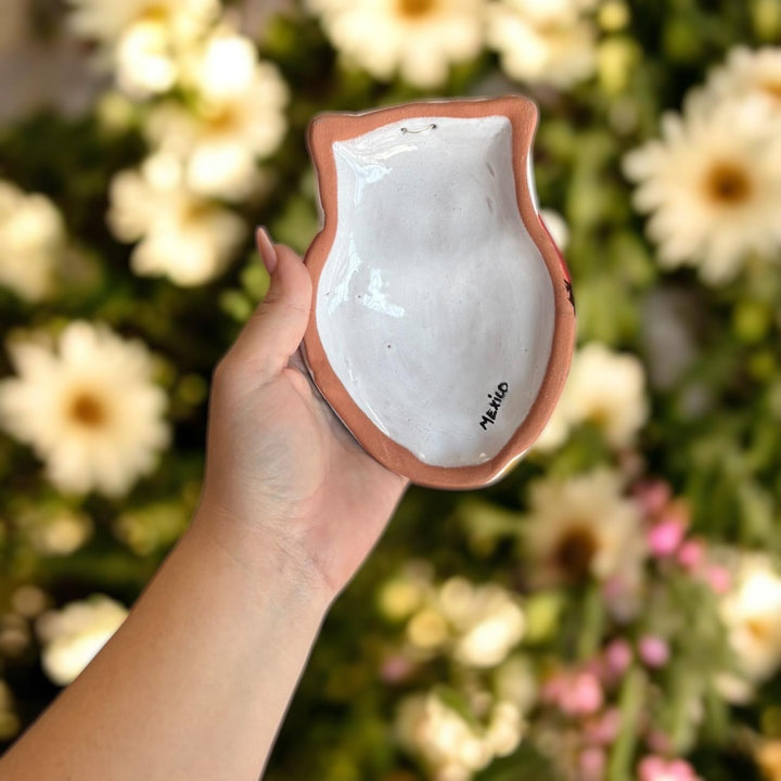 Hand Painted Talavera Mom and Baby Owls Garden Wall Decor – Set of 2