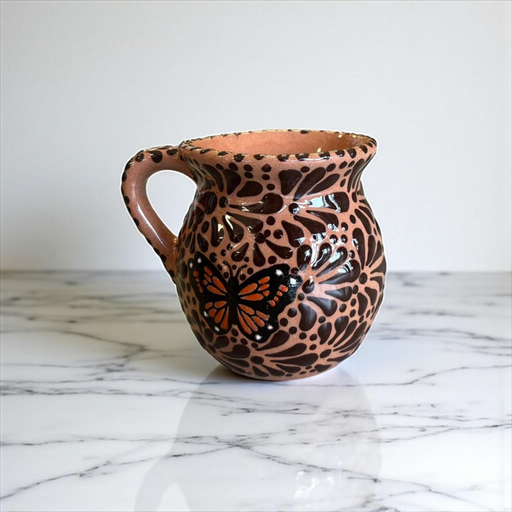 Hand Painted Talavera Brown and Dark Chocolate Butterfly Coffee Mug (Cielito Lindo Inspired) – Set of 2