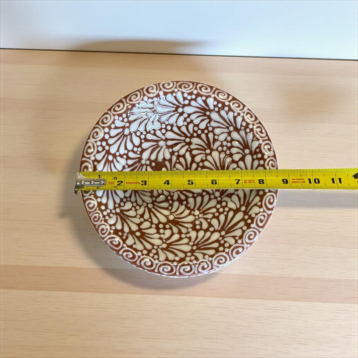 Hand Painted Mexican Talavera Brown & White Salsa Bowl “Salsera” (Cielito Lindo Inspired)