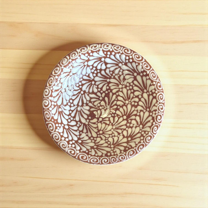 Hand Painted Mexican Talavera Brown & White Salsa Bowl “Salsera” (Cielito Lindo Inspired)