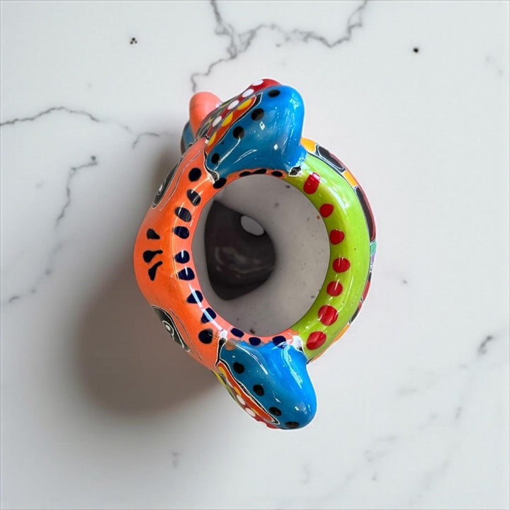 Hand Painted Kawaii Mexican Talavera Axolotl Planter Pot – Assorted Colors (Varying Design)