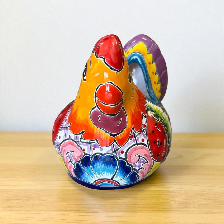 Beautiful Small Hand Painted Mexican Talavera Chicken Rooster Planter Pot (Varying Design)