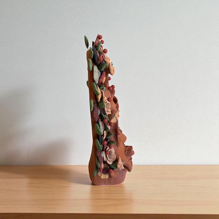 Handmade Small Brown Clay & MultiColor Rustic Mexican Folkart Virgin Mary “Virgen de Guadalupe” (Virgencita de Barro)