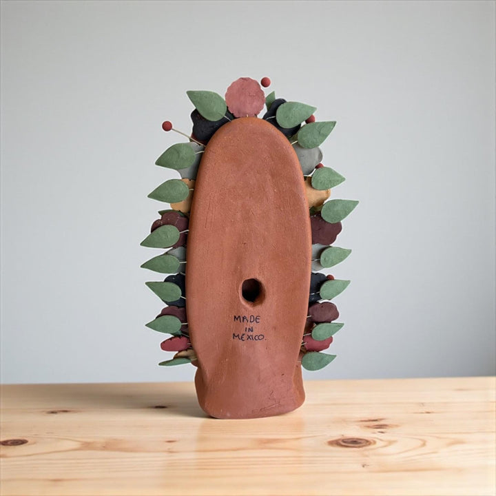 Handmade Small Brown Clay & MultiColor Rustic Mexican Folkart Virgin Mary “Virgen de Guadalupe” (Virgencita de Barro)