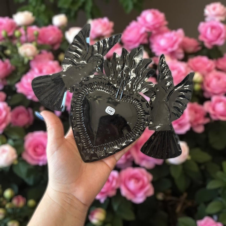 Small Handmade Mexican Gold Tin Hearts Wall Decor – Assorted Designs (Corazon Sagrado Inspired)