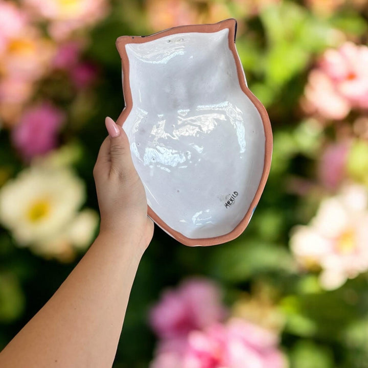 Hand Painted Talavera Mom and Baby Owls Garden Wall Decor – Set of 2