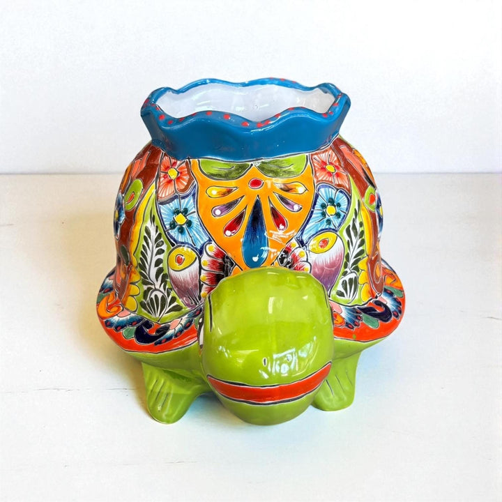 Hand Painted Mexican Talavera Lime Turtle Planter Pot – Free Shipping (Contiguous U.S. Only)