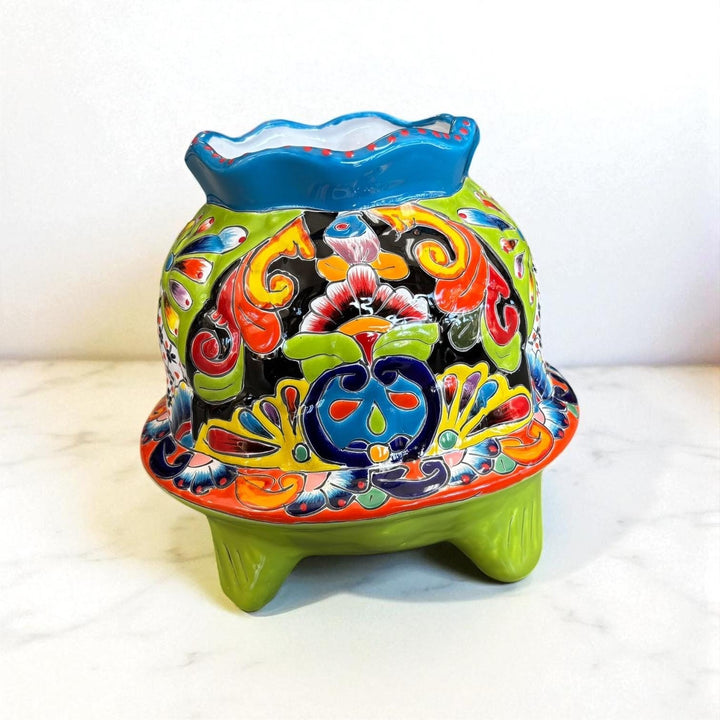 Hand Painted Mexican Talavera Lime Turtle Planter Pot – Free Shipping (Contiguous U.S. Only)