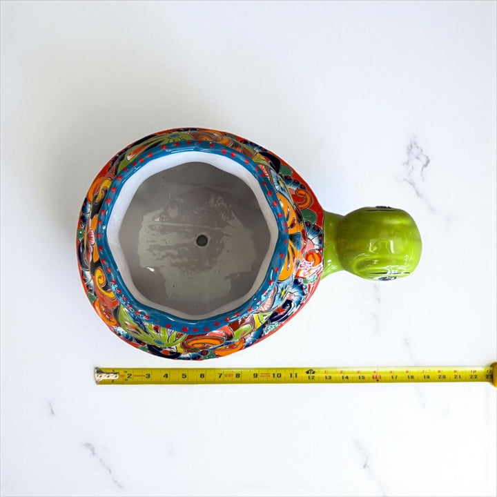 Hand Painted Mexican Talavera Lime Turtle Planter Pot – Free Shipping (Contiguous U.S. Only)