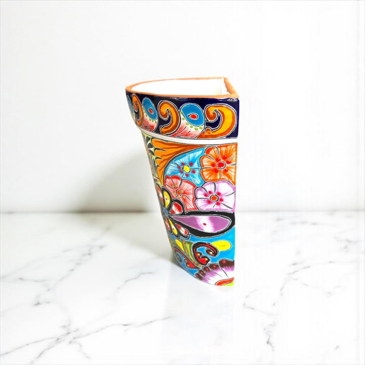 Hand Painted Mexican Talavera Vibrant Wall Half Standard Planter Pot – Assorted Designs