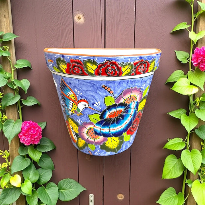 Hand Painted Mexican Talavera Vibrant Wall Half Standard Planter Pot – Assorted Designs