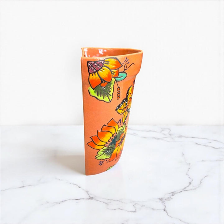 Hand Painted Mexican Talavera Terracotta Wall Half Standard Planter Pot – Assorted Designs