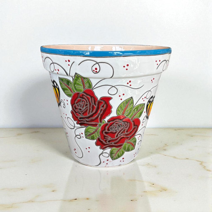 Hand Painted Frida Kahlo Inspired Mexican Talavera Planter Pot — Assorted Designs – Free Shipping (Contiguous U.S. Only)