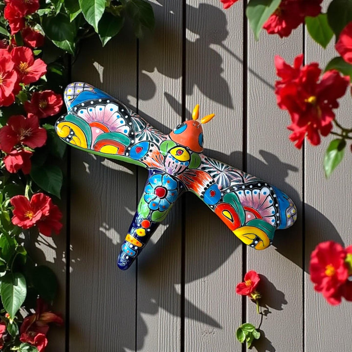 Hand Painted Talavera Dragonfly Garden Wall Decor – Assorted Designs