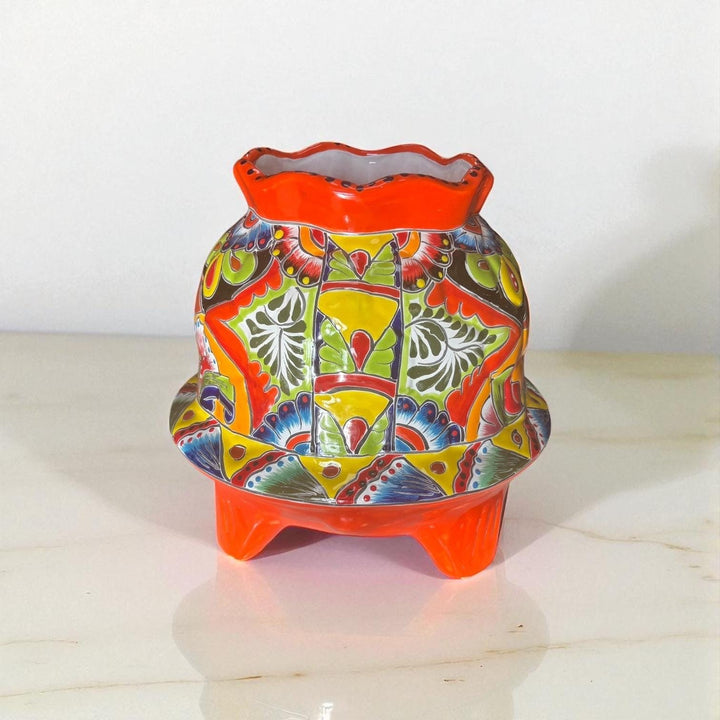 Hand Painted Mexican Talavera Orange Turtle Planter Pot – Free Shipping (Contiguous U.S. Only)