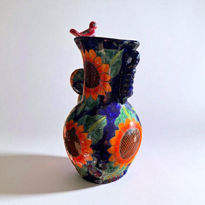 Beautiful Hand-Painted Talavera Sunflower Tabletop Water Fountain – Free Shipping (Contiguous U.S. Only)