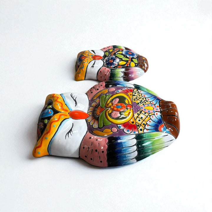 Hand Painted Talavera Mom and Baby Owls Garden Wall Decor – Set of 2