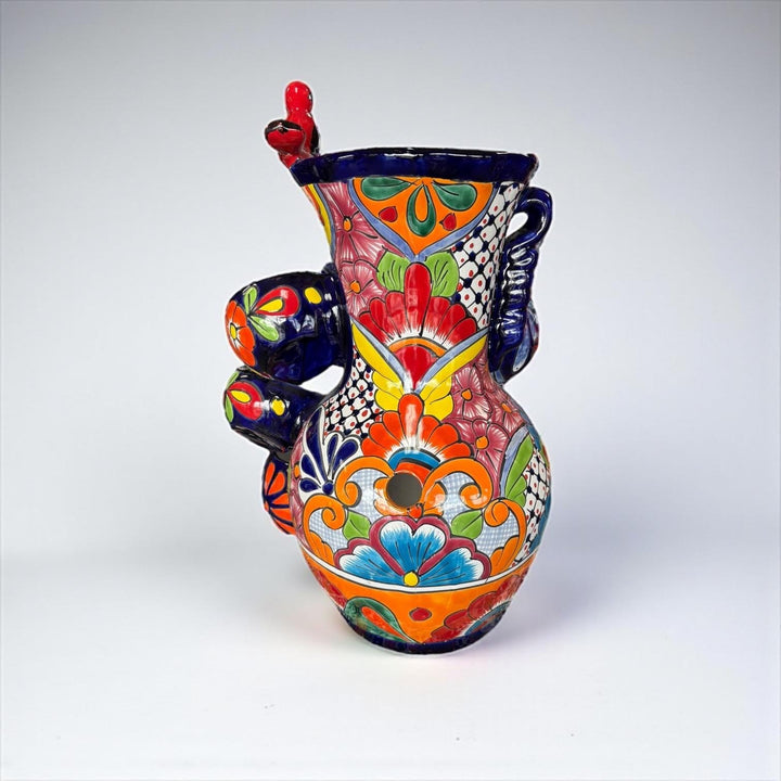 Vibrant Hand Painted Mexican Talavera Tabletop Tier Water Fountain, Dark Blue – Free Shipping (Contiguous U.S. Only)