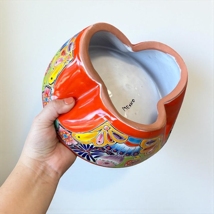 Hand Painted Mexican Talavera Vibrant Orange Salsa Bowl “Salsera”