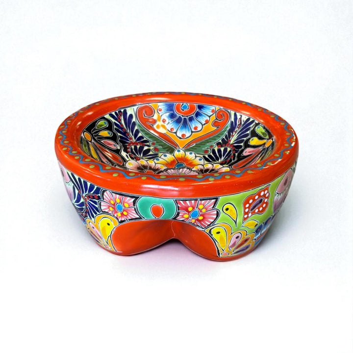 Hand Painted Mexican Talavera Vibrant Orange Salsa Bowl “Salsera”