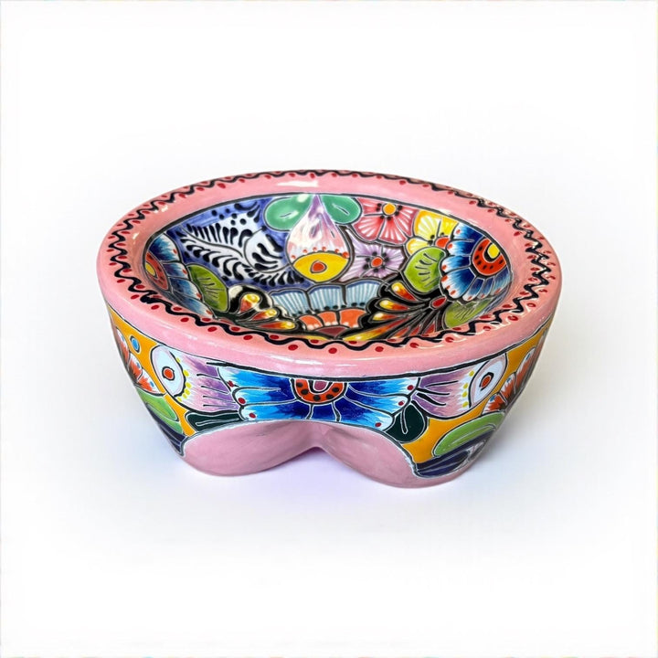 Hand Painted Mexican Talavera Colorful Pink Salsa Bowl “Salsera”