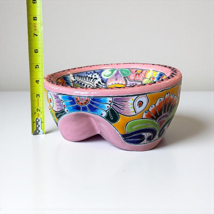 Hand Painted Mexican Talavera Colorful Pink Salsa Bowl “Salsera”