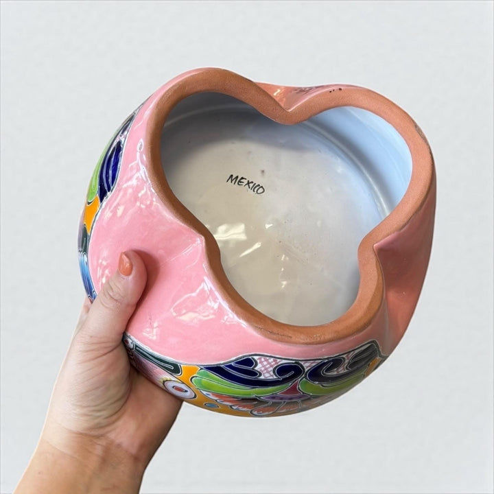 Hand Painted Mexican Talavera Colorful Pink Salsa Bowl “Salsera”