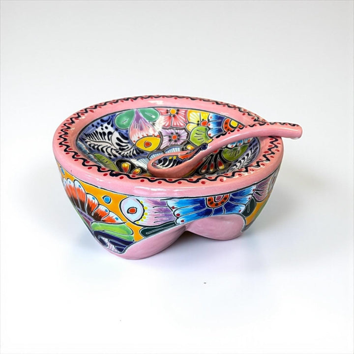 Hand Painted Mexican Talavera Colorful Pink Salsa Bowl “Salsera”