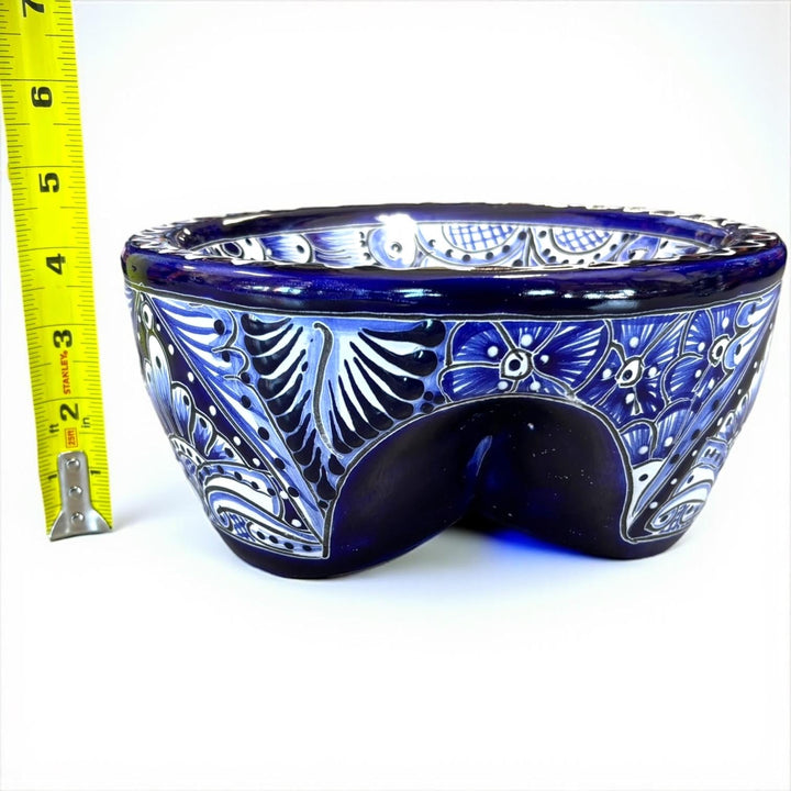 Hand Painted Mexican Talavera Classic Dark Blue & White Salsa Bowl “Salsera”