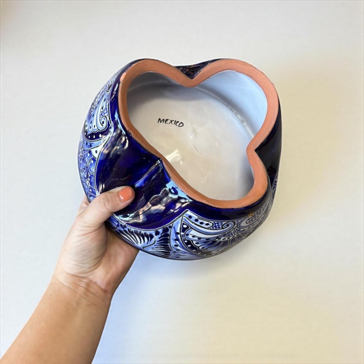 Hand Painted Mexican Talavera Classic Dark Blue & White Salsa Bowl “Salsera”