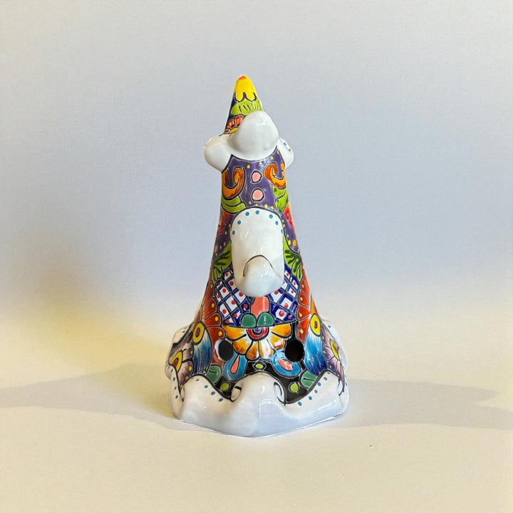 Hand Painted Talavera White Snowy Christmas Tree Luminary Decor