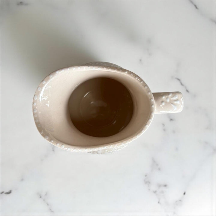 Hand Painted Mexican Talavera Pitcher, Ivory & White (Cielito Lindo Inspired)