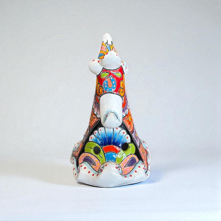 Hand Painted Talavera Snowy White Multicolor Christmas Tree Luminary Decor