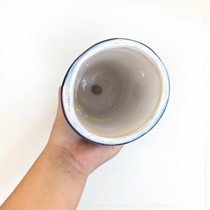 Hand Painted Mexican Talavera Snowy Candle Christmas Luminary Decor