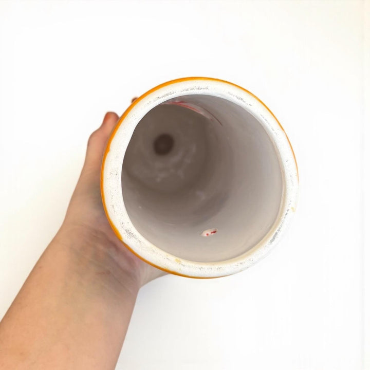 Hand Painted Mexican Talavera Snowy Candle Black Floral Christmas Luminary Decor