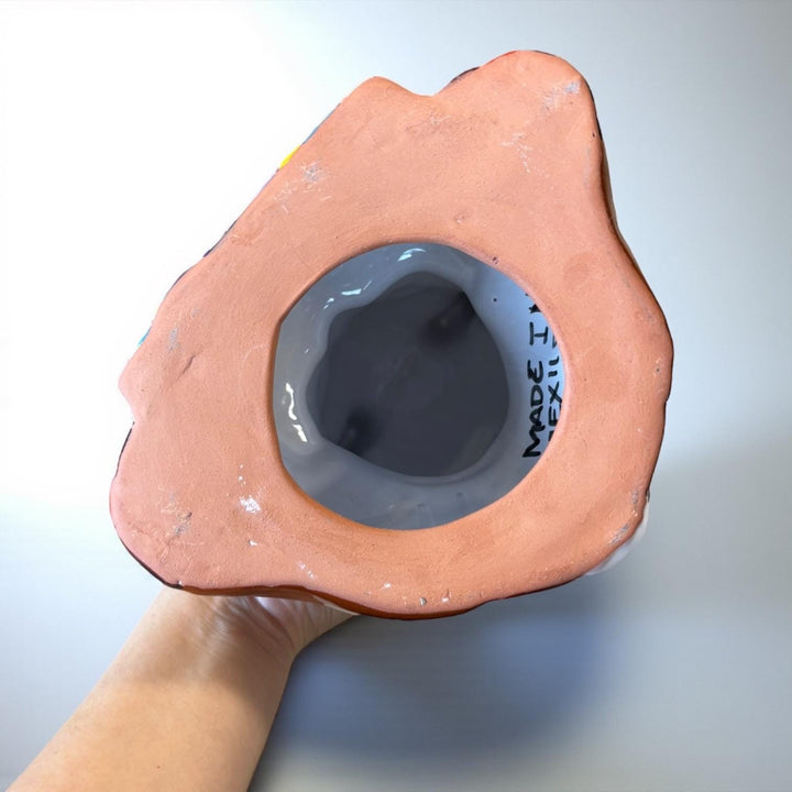 Hand Painted Talavera Brown Reindeer with Gift Christmas Luminary Decor