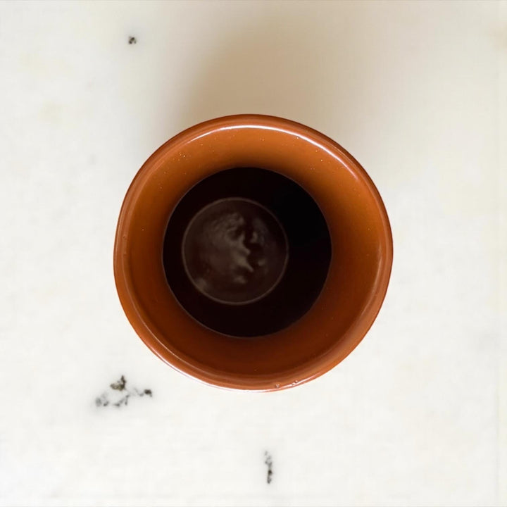 Hand Painted Mexican Ceramic Brown and White Rustic Vase