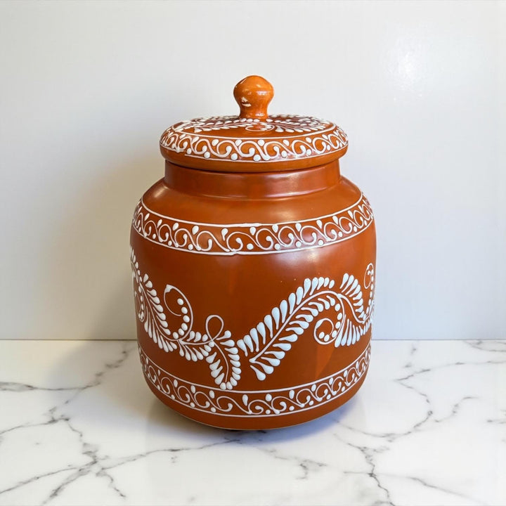 Beautiful Hand Painted Rustic Brown & White Floral Vines Water Dispenser “Portagarrafon” – Free Shipping (Contiguous U.S. Only)