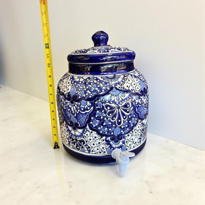 Beautiful Hand Painted Talavera Blue & White Water Dispenser “Portagarrafon” (Varying Design) – Free Shipping (Contiguous U.S. Only)