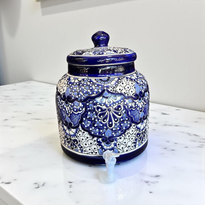 Beautiful Hand Painted Talavera Blue & White Water Dispenser “Portagarrafon” (Varying Design) – Free Shipping (Contiguous U.S. Only)