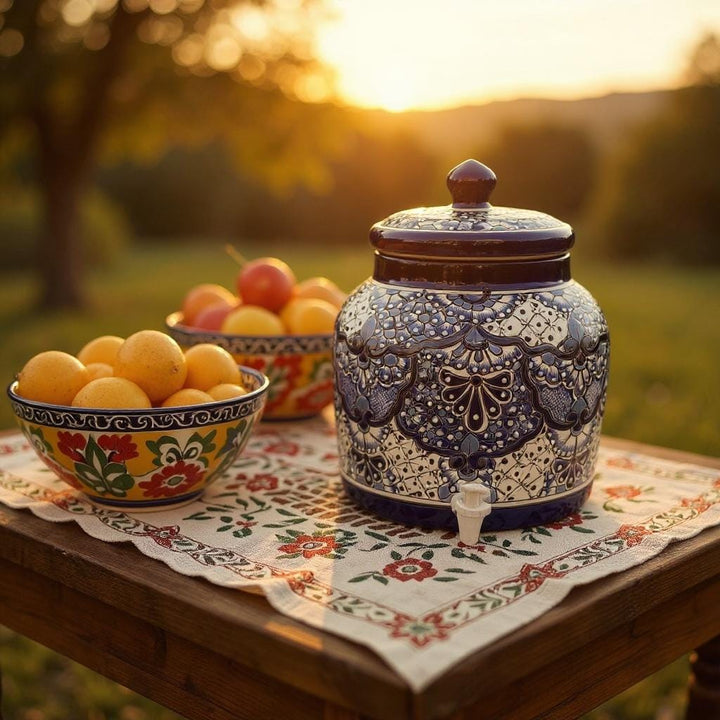 Beautiful Hand Painted Talavera Blue & White Water Dispenser “Portagarrafon” (Varying Design) – Free Shipping (Contiguous U.S. Only)