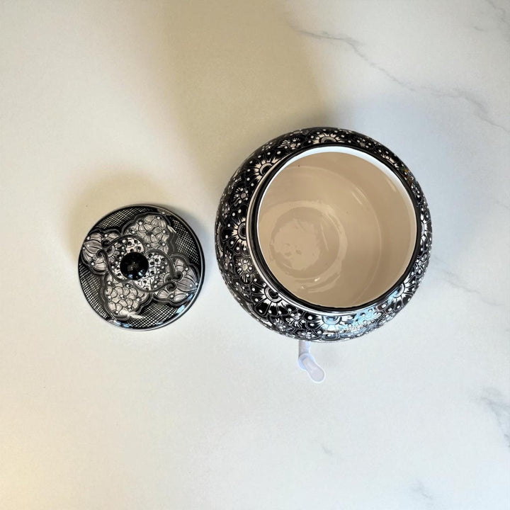 Beautiful Hand Painted Talavera Black & White Water Dispenser “Portagarrafon” (Varying Design) – Free Shipping (Contiguous U.S. Only)