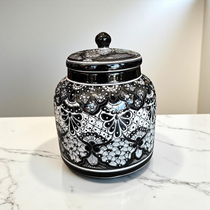 Beautiful Hand Painted Talavera Black & White Water Dispenser “Portagarrafon” (Varying Design) – Free Shipping (Contiguous U.S. Only)